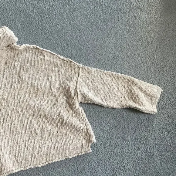 Free People Sweater Small Oversized Turtleneck Pullover Chunky Cream Beach Boho - Picture 9 of 16